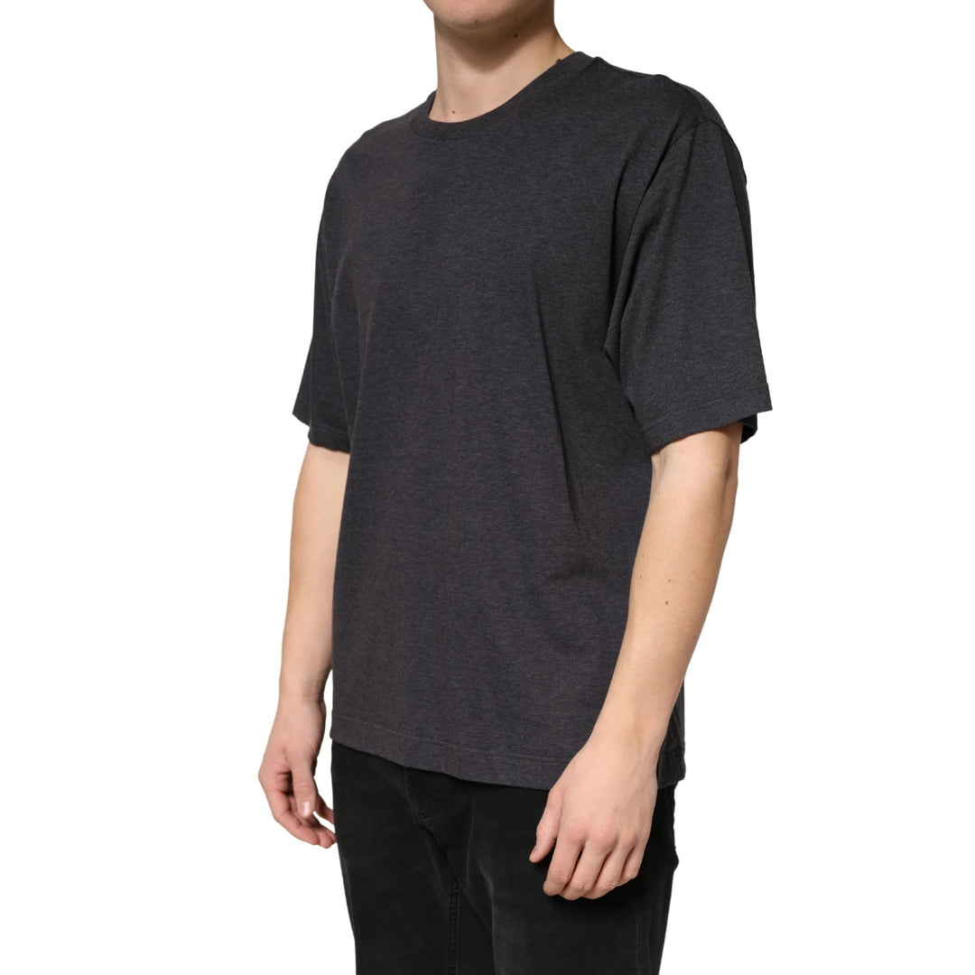 Dolce &amp; Gabbana Sample Sale Dolce &amp; Gabbana Dark Grey Cotton Crewneck Short Sleeve - | Designer outlet