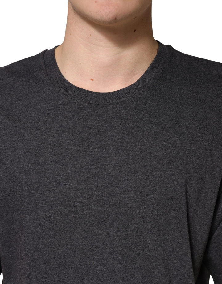 Dolce &amp; Gabbana Sample Sale Dolce &amp; Gabbana Dark Grey Cotton Crewneck Short Sleeve - | Designer outlet