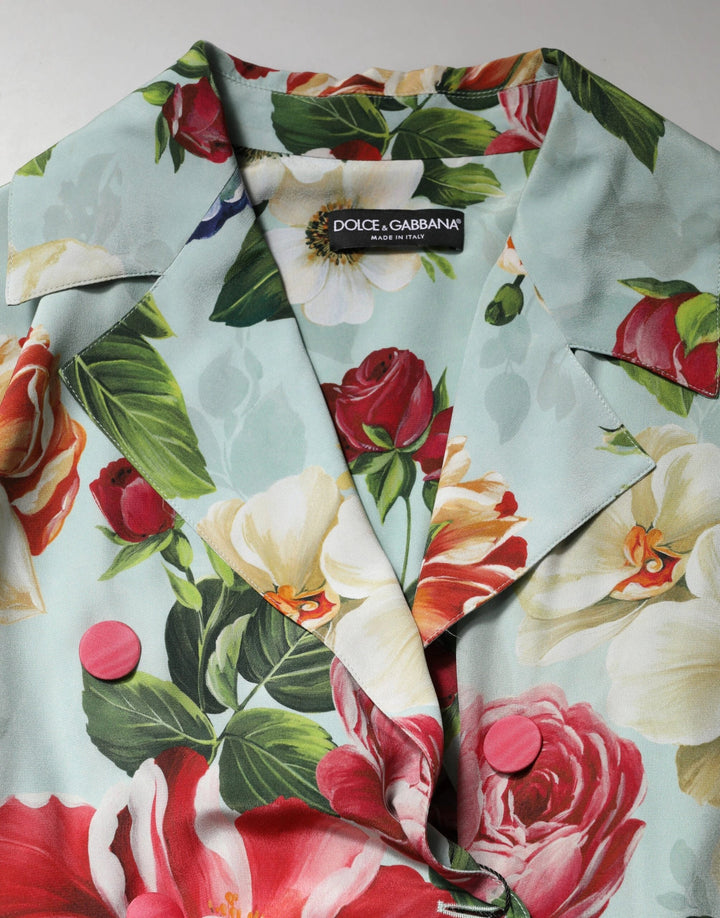 Dolce &amp; Gabbana Sample Sale Dolce &amp; Gabbana Green Floral Silk Wrap Midi Long Sleeve Dress - | Designer outlet