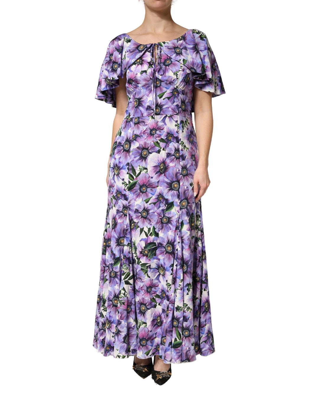 Dolce & Gabbana Purple Floral Silk Stretch Elegant Gown Dress – Ask Me Wear