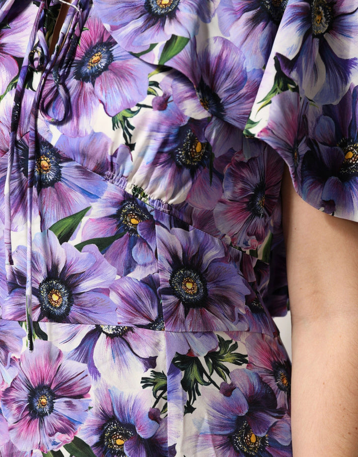 Dolce &amp; Gabbana Sample Sale Dolce &amp; Gabbana Purple Floral Silk Stretch Elegant Gown Dress - | Designer outlet