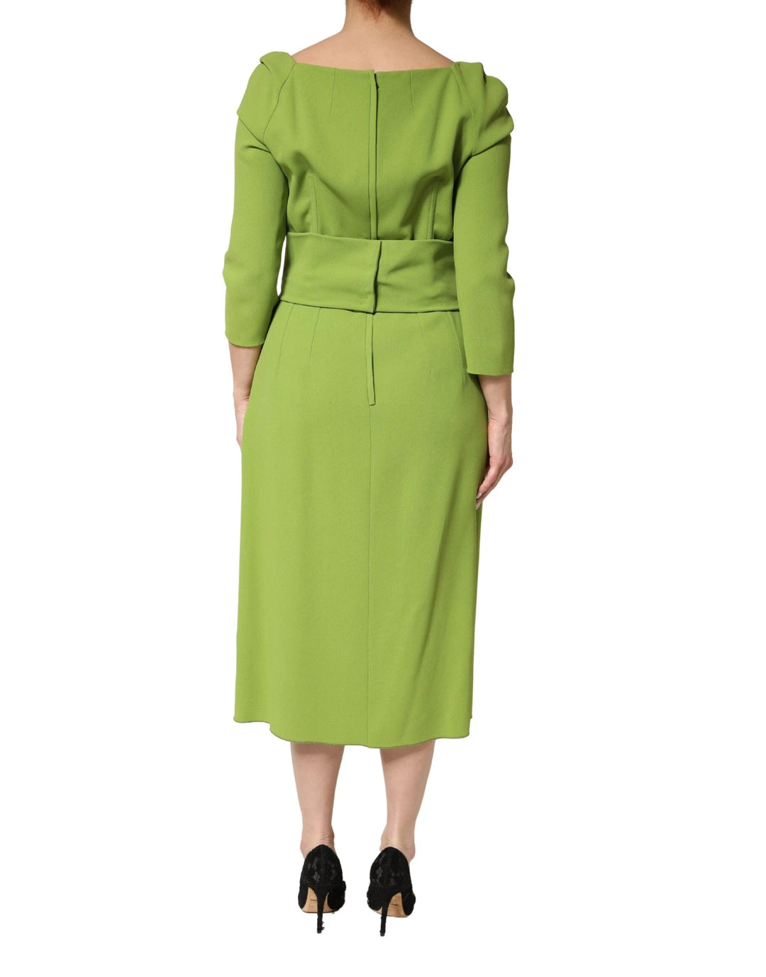 Dolce &amp; Gabbana Sample Sale Dolce &amp; Gabbana Green Silk Sweetheart Neckline Midi Dress - | Designer outlet