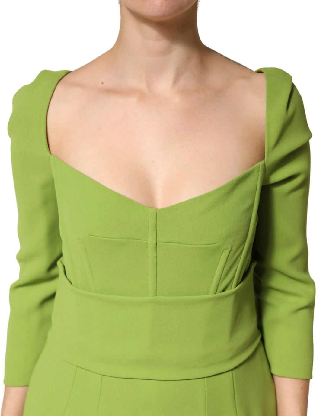 Dolce & Gabbana Green Silk Sweetheart Neckline Midi Dress Ask Me Wear Dolce & Gabbana Green Silk Sweetheart Neckline Midi Dress Ask Me Wear