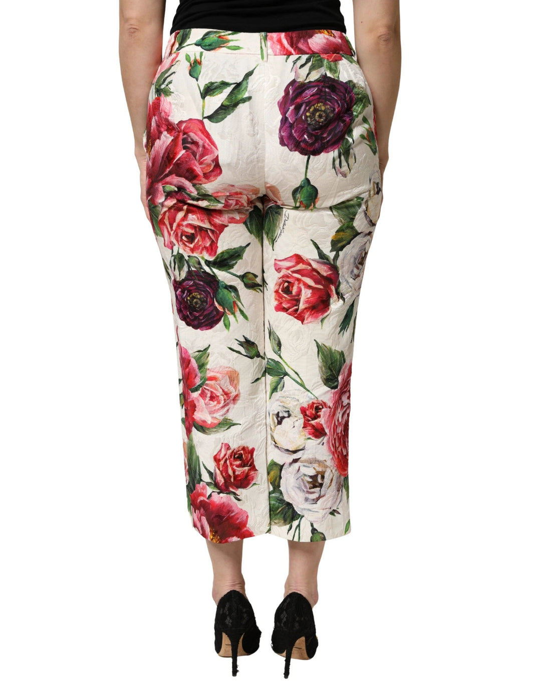 Dolce &amp; Gabbana Sample Sale Dolce &amp; Gabbana Multicolor Rose Floral Cropped Trousers Pants - | Designer outlet