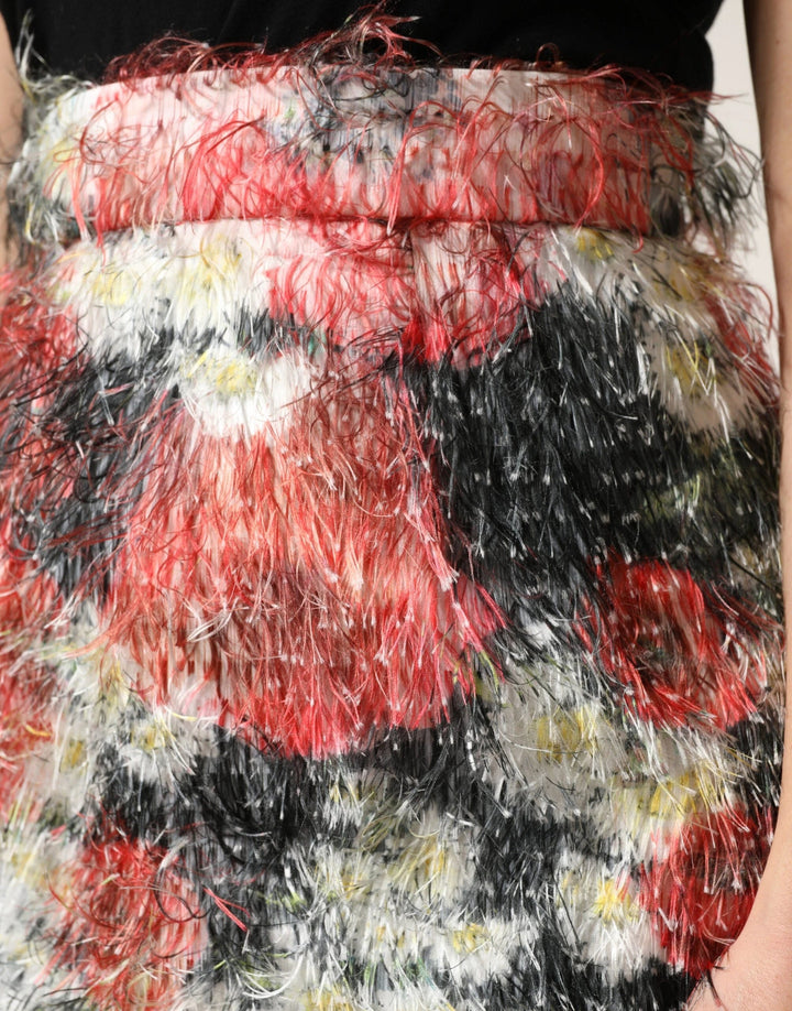 Dolce &amp; Gabbana Sample Sale Dolce &amp; Gabbana Multicolor Floral Textured Faux Fur Pencil Skirt - | Designer outlet