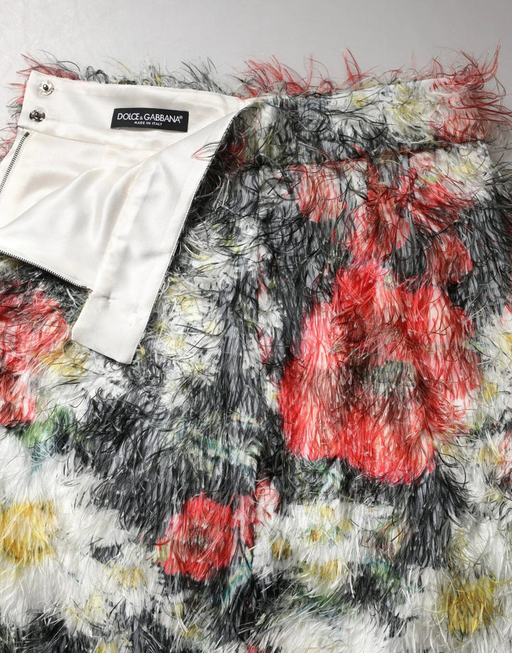 Dolce &amp; Gabbana Sample Sale Dolce &amp; Gabbana Multicolor Floral Textured Faux Fur Pencil Skirt - | Designer outlet