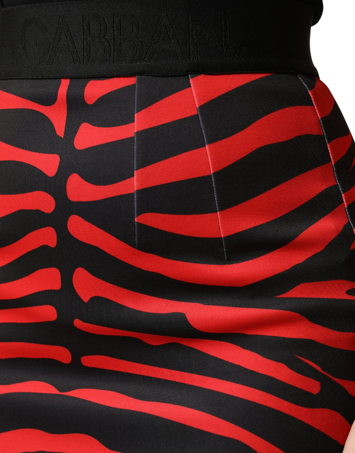 Dolce &amp; Gabbana Sample Sale Dolce &amp; Gabbana Red Black Zebra Print Polyester Pencil Midi Skirt - | Designer outlet