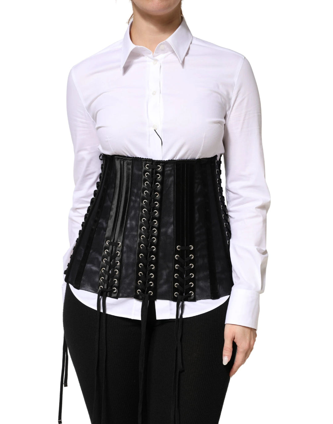 Dolce &amp; Gabbana Sample Sale Dolce &amp; Gabbana Black Lace-Up Waist Cincher Bustier Corset Top - | Designer outlet