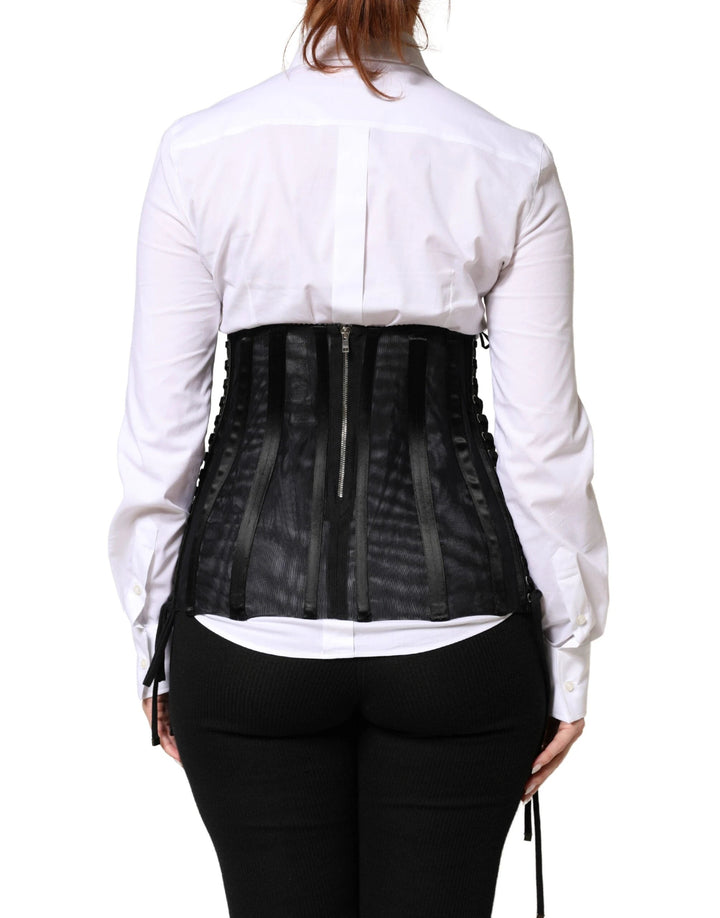 Dolce &amp; Gabbana Sample Sale Dolce &amp; Gabbana Black Lace-Up Waist Cincher Bustier Corset Top - | Designer outlet