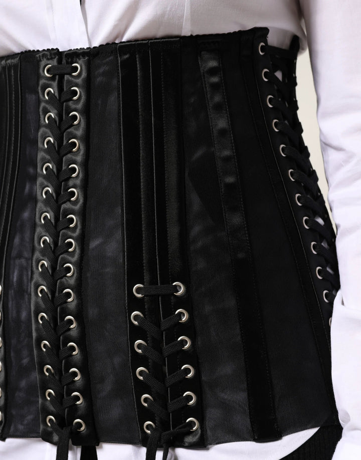 Dolce &amp; Gabbana Sample Sale Dolce &amp; Gabbana Black Lace-Up Waist Cincher Bustier Corset Top - | Designer outlet