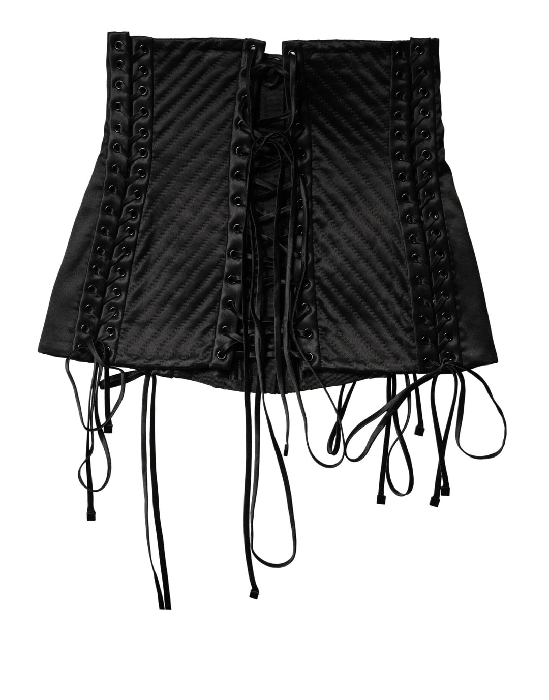 Dolce &amp; Gabbana Sample Sale Dolce &amp; Gabbana Black Silk Lace-Up Waist Cincher Corset Top - | Designer outlet