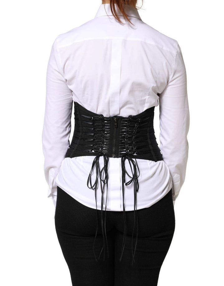 Dolce &amp; Gabbana Sample Sale Dolce &amp; Gabbana Black Polyester LaceUp Waist Cincher Corset Top - | Designer outlet