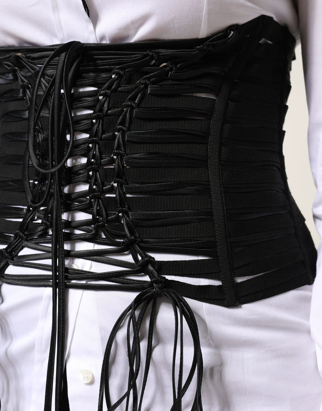 Dolce &amp; Gabbana Sample Sale Dolce &amp; Gabbana Black Polyester LaceUp Waist Cincher Corset Top - | Designer outlet