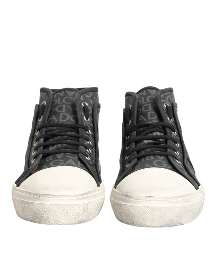 Dolce &amp; Gabbana Sample Sale Dolce &amp; Gabbana Black White Canvas Logo Mid Top Sneakers Shoes - | Designer outlet