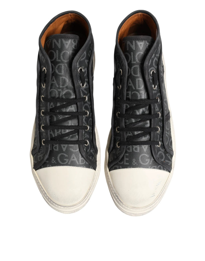 Dolce &amp; Gabbana Sample Sale Dolce &amp; Gabbana Black White Canvas Logo Mid Top Sneakers Shoes - | Designer outlet