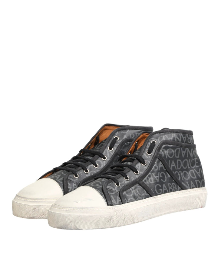 Dolce &amp; Gabbana Sample Sale Dolce &amp; Gabbana Black White Canvas Logo Mid Top Sneakers Shoes - | Designer outlet