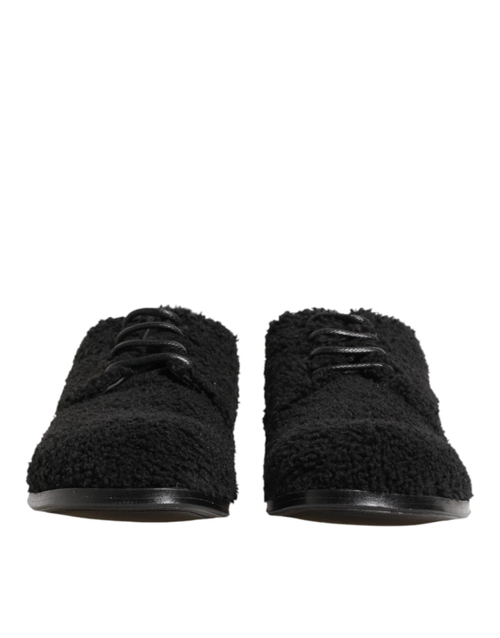Dolce &amp; Gabbana Sample Sale Dolce &amp; Gabbana Men Black Riccio Shearling Dress Derby Shoes - | Designer outlet