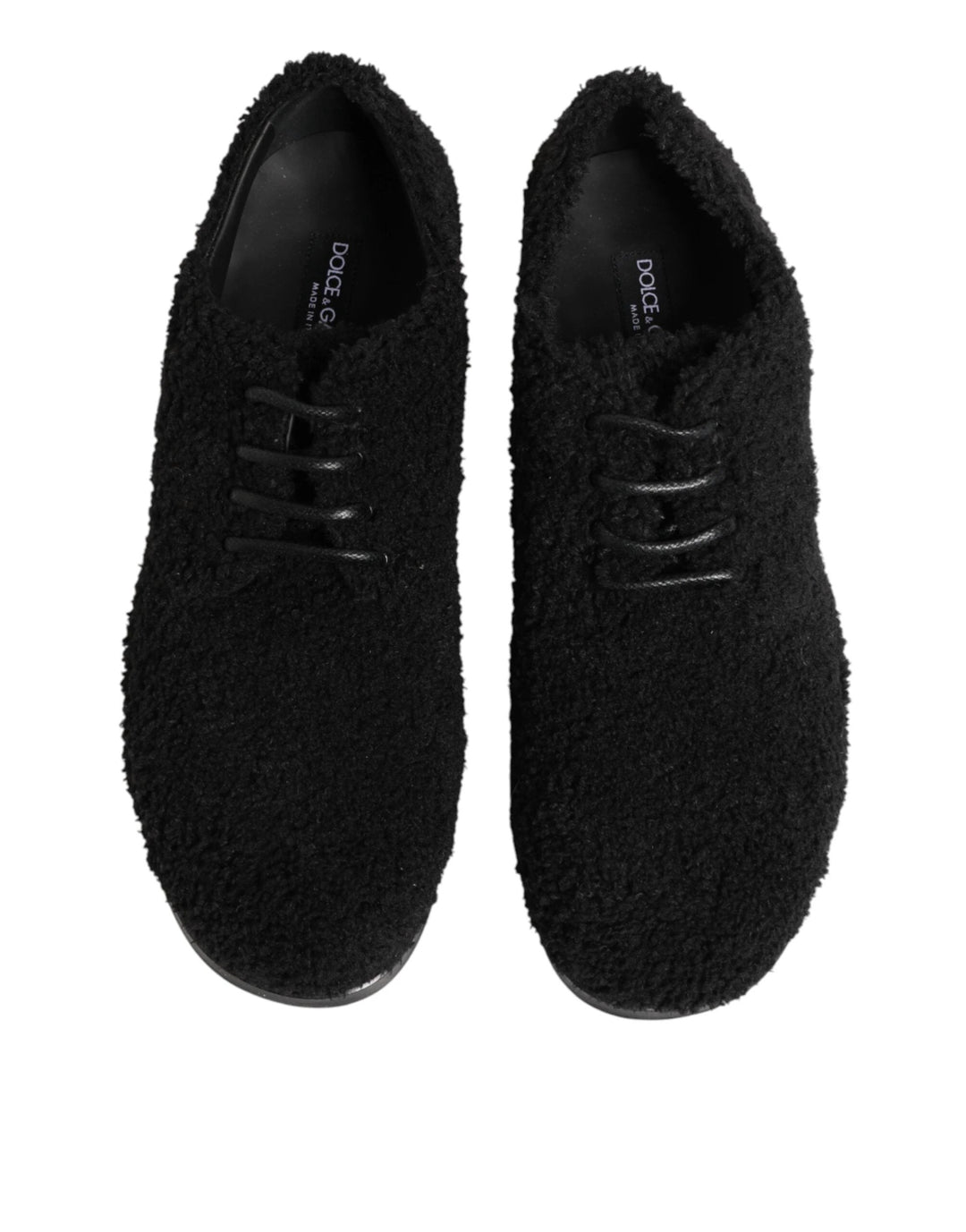 Dolce &amp; Gabbana Sample Sale Dolce &amp; Gabbana Men Black Riccio Shearling Dress Derby Shoes - | Designer outlet