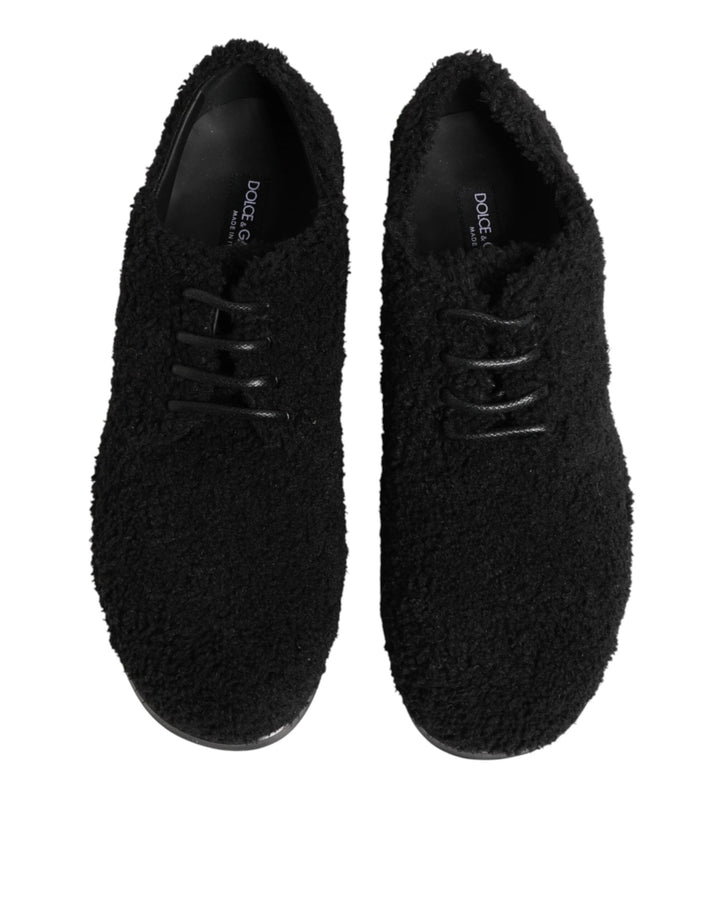 Dolce &amp; Gabbana Sample Sale Dolce &amp; Gabbana Men Black Riccio Shearling Dress Derby Shoes - | Designer outlet