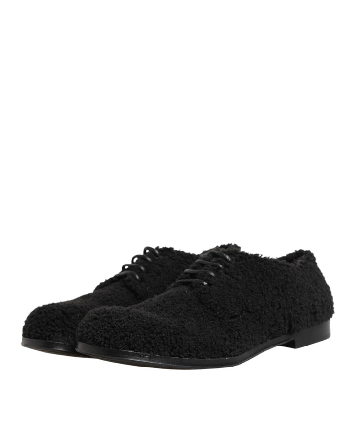Dolce &amp; Gabbana Sample Sale Dolce &amp; Gabbana Men Black Riccio Shearling Dress Derby Shoes - | Designer outlet