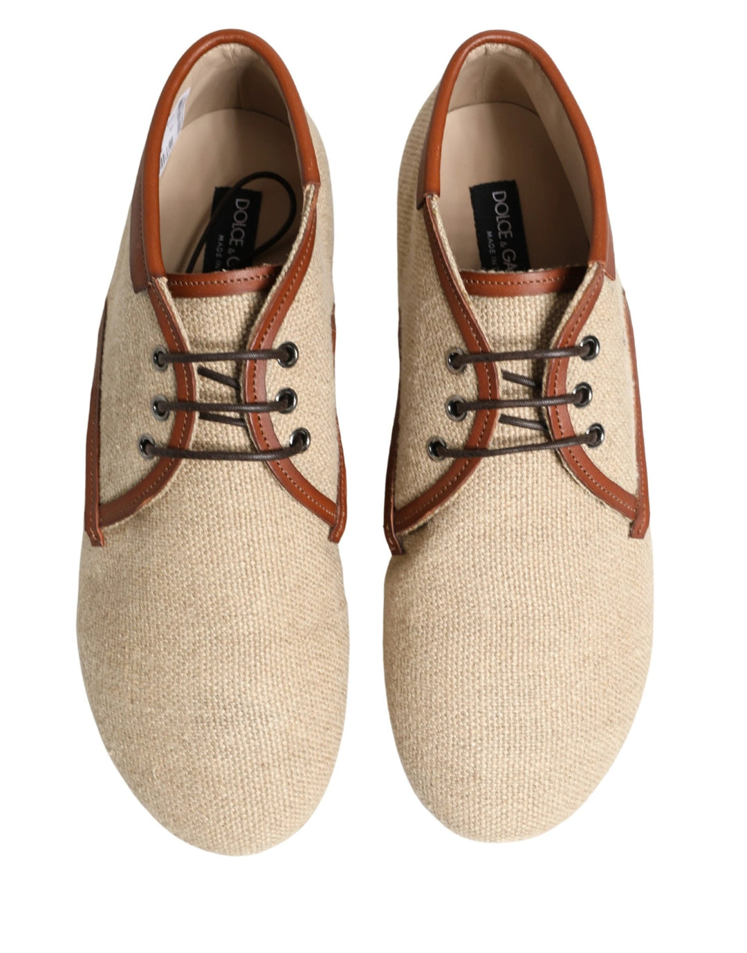 Dolce &amp; Gabbana Sample Sale Dolce &amp; Gabbana Beige Canvas Lace-Up Men Dress Derby Shoes - | Designer outlet