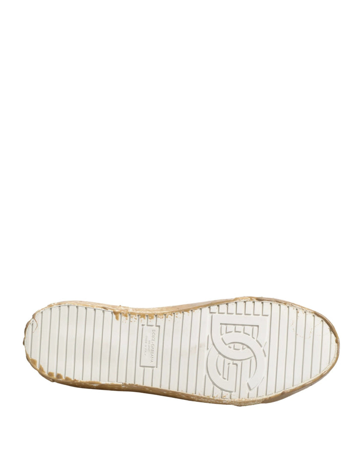 Dolce &amp; Gabbana Sample Sale Dolce &amp; Gabbana White Leather Paint Effect Low Top Sneakers Shoes - | Designer outlet