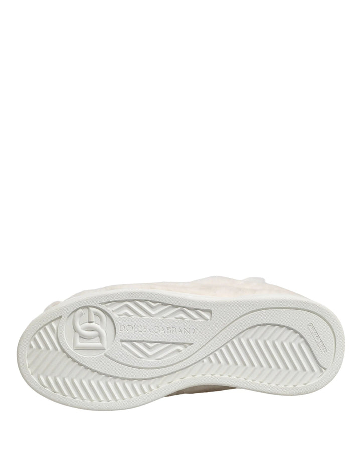 Dolce &amp; Gabbana Sample Sale Dolce &amp; Gabbana White Shearling Fur Bianco Low Top Sneakers Shoes - | Designer outlet