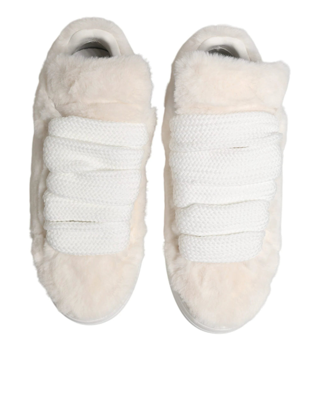 Dolce &amp; Gabbana Sample Sale Dolce &amp; Gabbana White Shearling Fur Bianco Low Top Sneakers Shoes - | Designer outlet