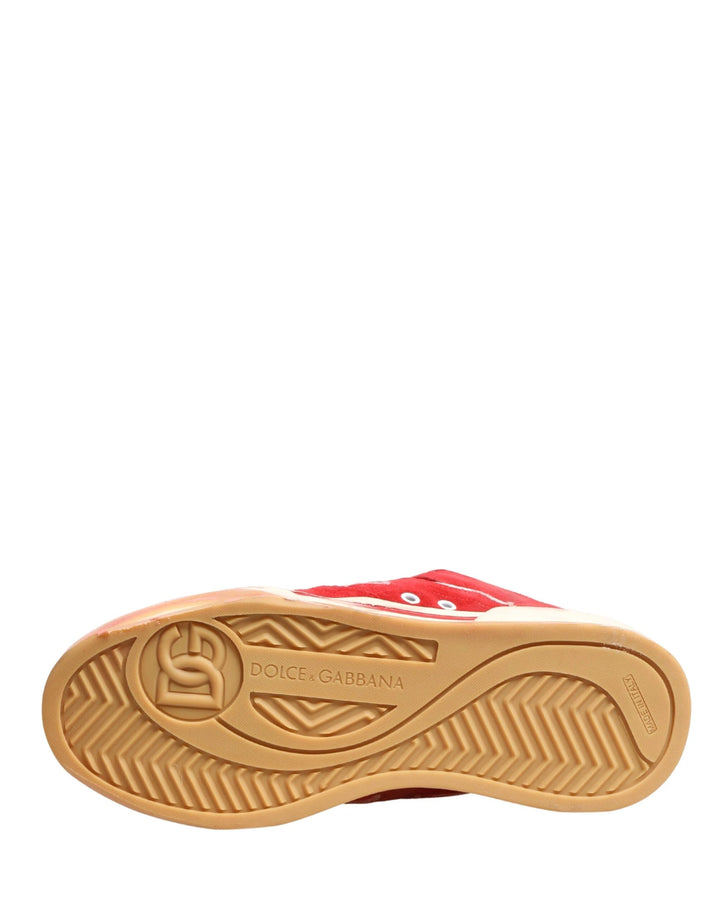 Dolce &amp; Gabbana Sample Sale Dolce &amp; Gabbana Red White Suede DG Logo Low Top Sneakers Shoes - | Designer outlet