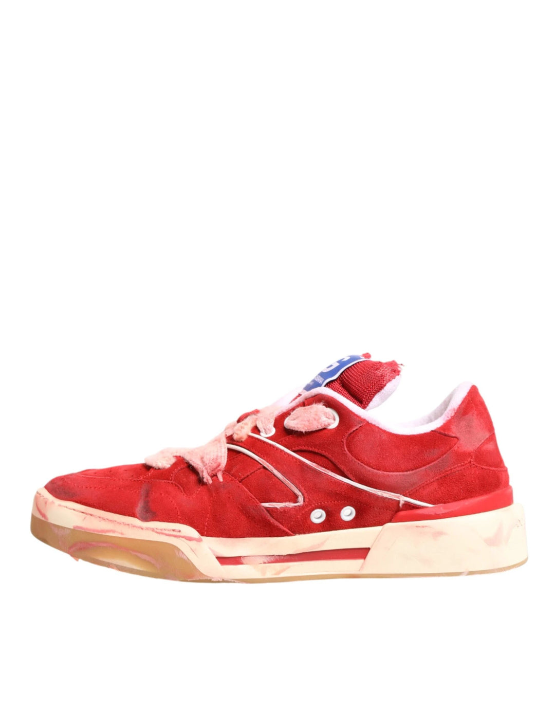 Dolce &amp; Gabbana Sample Sale Dolce &amp; Gabbana Red White Suede DG Logo Low Top Sneakers Shoes - | Designer outlet