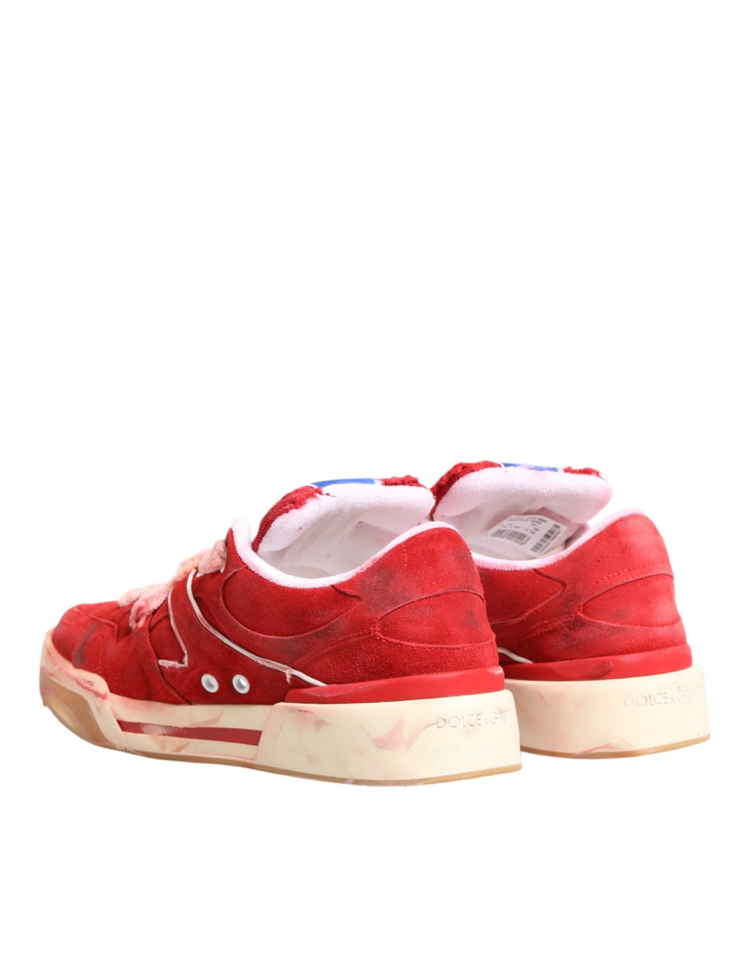 Dolce &amp; Gabbana Sample Sale Dolce &amp; Gabbana Red White Suede DG Logo Low Top Sneakers Shoes - | Designer outlet