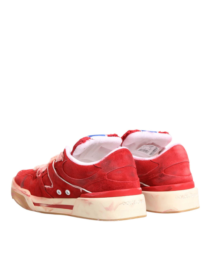 Dolce &amp; Gabbana Sample Sale Dolce &amp; Gabbana Red White Suede DG Logo Low Top Sneakers Shoes - | Designer outlet