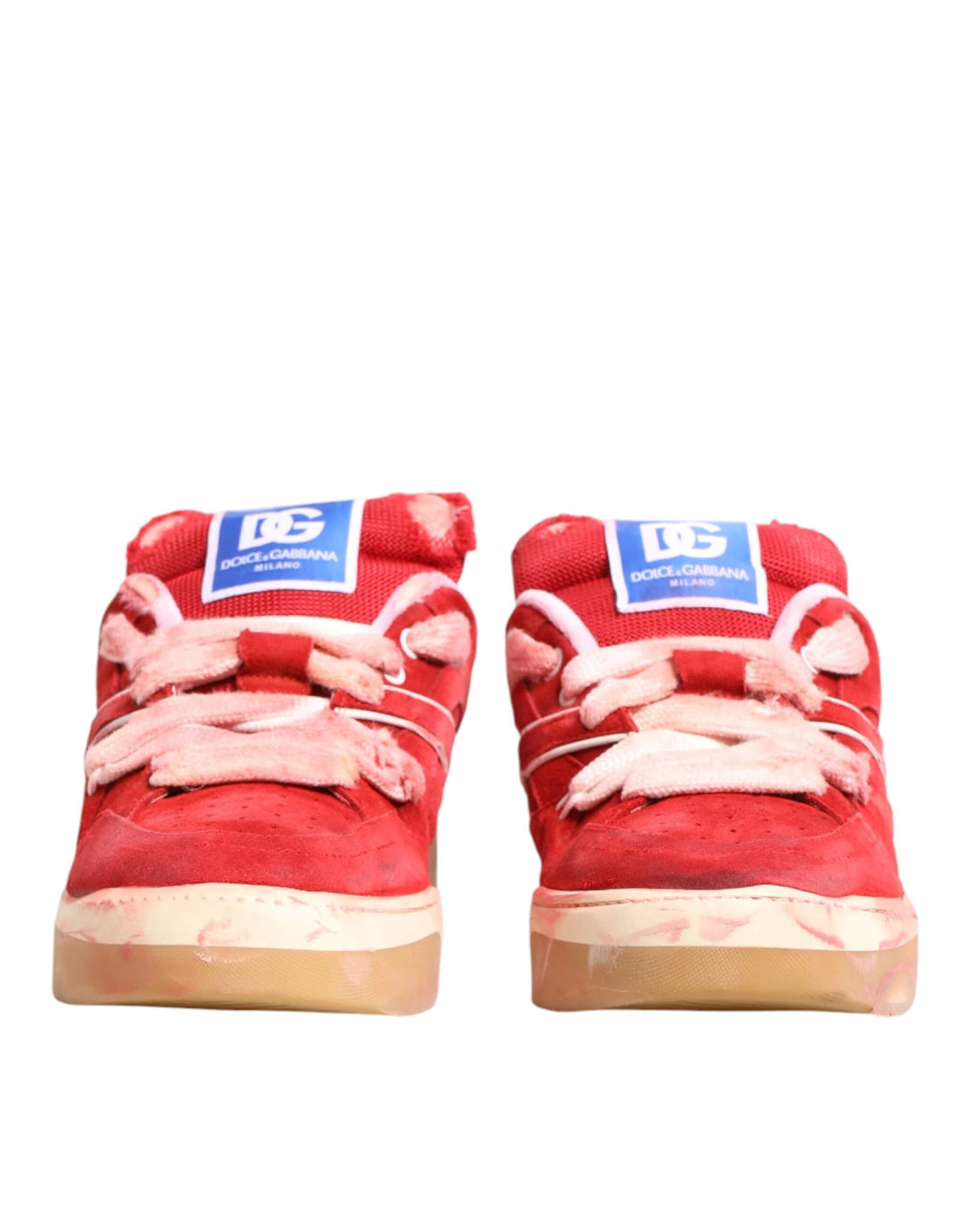Dolce &amp; Gabbana Sample Sale Dolce &amp; Gabbana Red White Suede DG Logo Low Top Sneakers Shoes - | Designer outlet