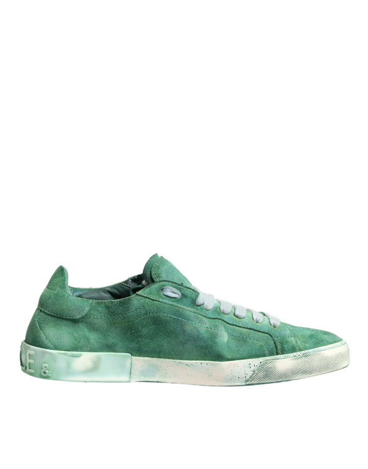 Dolce &amp; Gabbana Sample Sale Dolce &amp; Gabbana Green Suade DG Logo Sole Low Top Sneakers Shoes - | Designer outlet