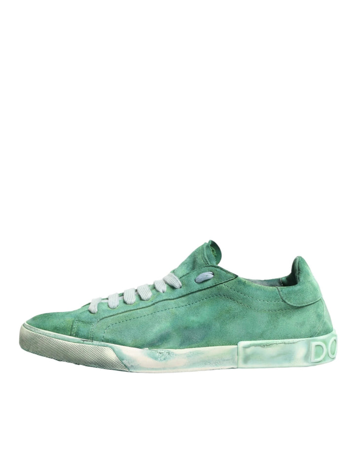 Dolce &amp; Gabbana Sample Sale Dolce &amp; Gabbana Green Suade DG Logo Sole Low Top Sneakers Shoes - | Designer outlet