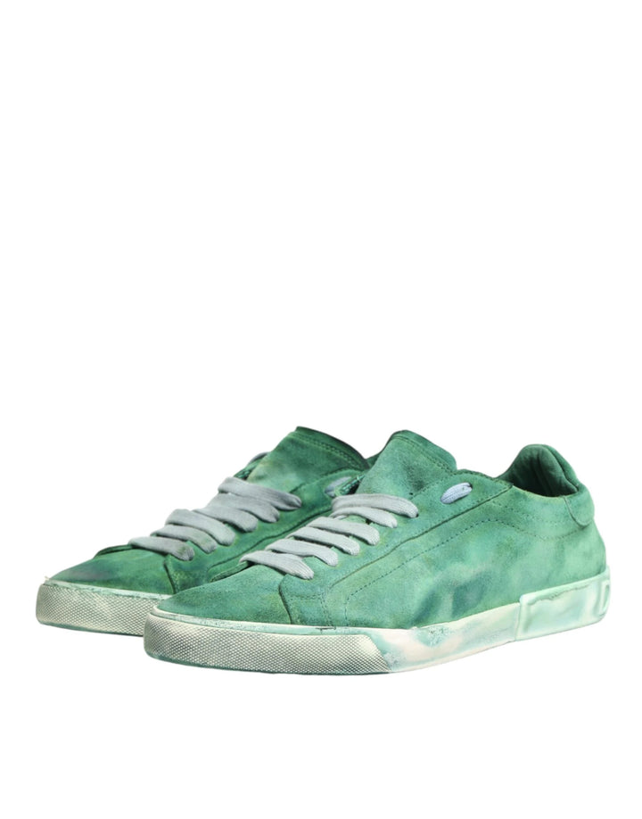 Dolce &amp; Gabbana Sample Sale Dolce &amp; Gabbana Green Suade DG Logo Sole Low Top Sneakers Shoes - | Designer outlet