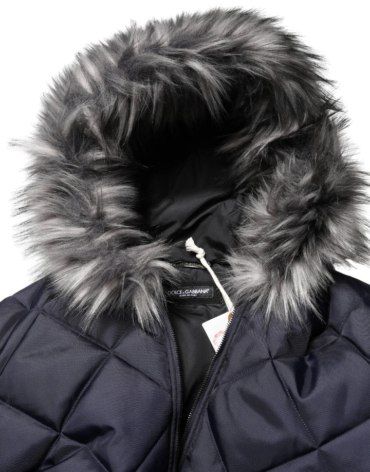 Dolce &amp; Gabbana Sample Sale Dolce &amp; Gabbana Black Quilted Fur Shearling Hooded Jacket - | Designer outlet