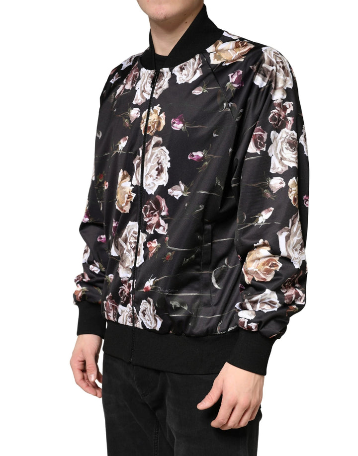 Dolce &amp; Gabbana Sample Sale Dolce &amp; Gabbana Black Floral Polyester Full Zip Bomber Jacket - | Designer outlet