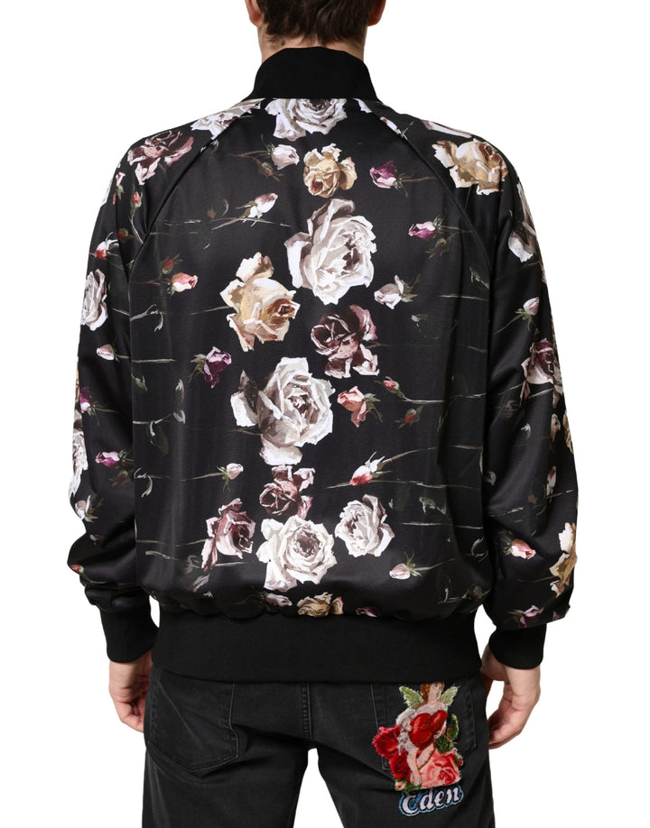 Dolce &amp; Gabbana Sample Sale Dolce &amp; Gabbana Black Floral Polyester Full Zip Bomber Jacket - | Designer outlet