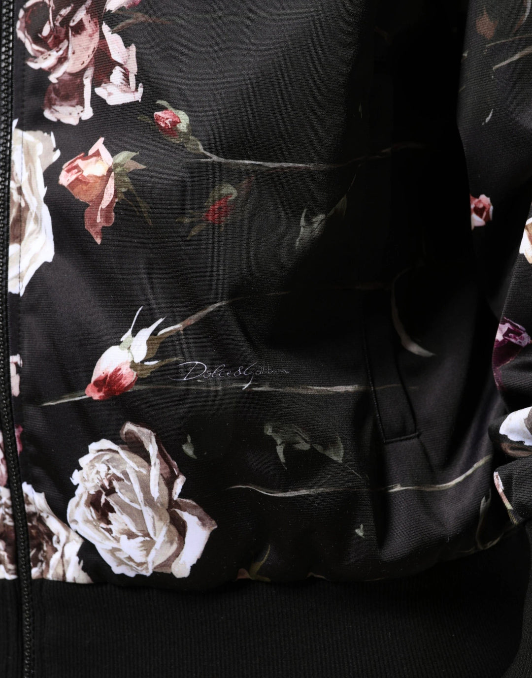 Dolce &amp; Gabbana Sample Sale Dolce &amp; Gabbana Black Floral Polyester Full Zip Bomber Jacket - | Designer outlet