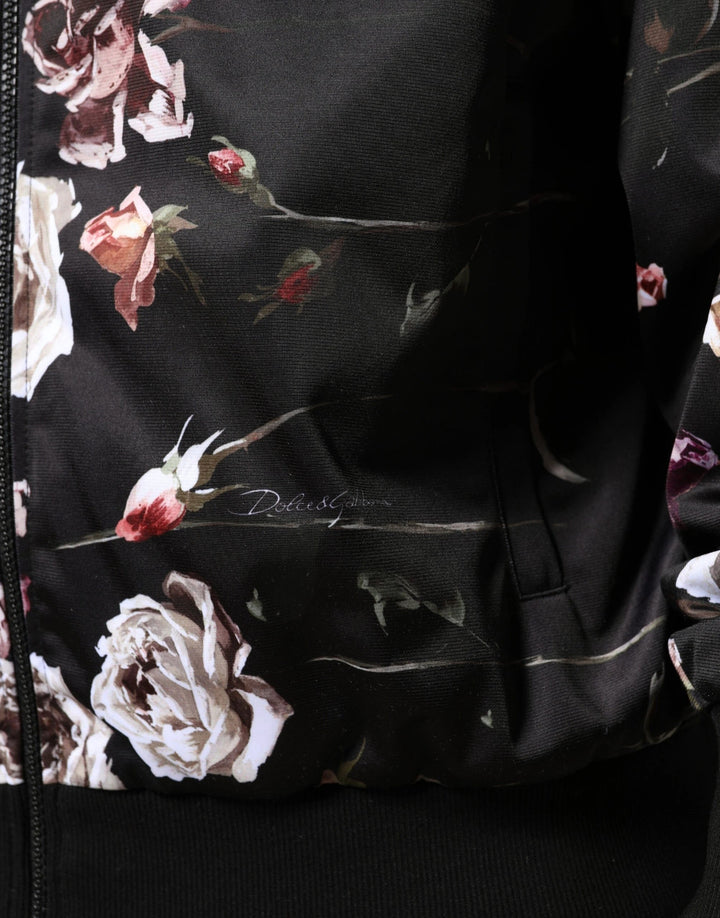 Dolce &amp; Gabbana Sample Sale Dolce &amp; Gabbana Black Floral Polyester Full Zip Bomber Jacket - | Designer outlet