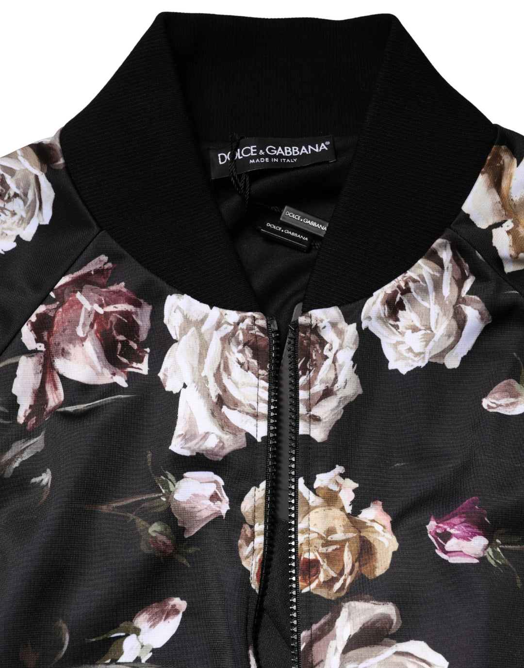 Dolce &amp; Gabbana Sample Sale Dolce &amp; Gabbana Black Floral Polyester Full Zip Bomber Jacket - | Designer outlet