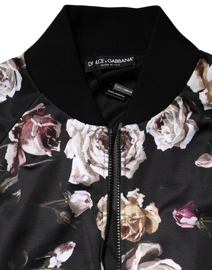 Dolce &amp; Gabbana Sample Sale Dolce &amp; Gabbana Black Floral Polyester Full Zip Bomber Jacket - | Designer outlet