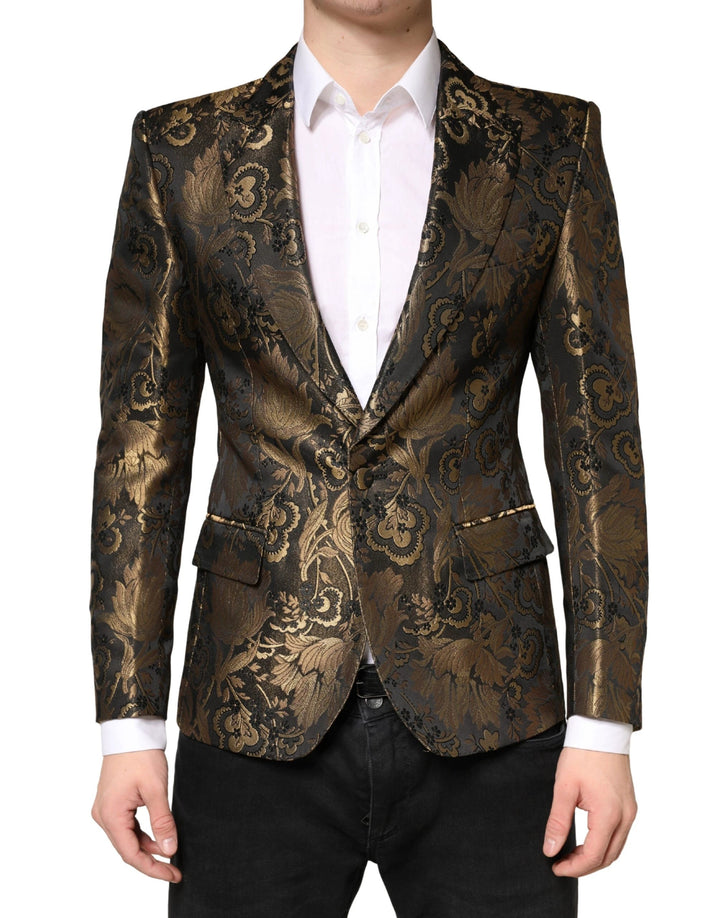Dolce &amp; Gabbana Sample Sale Dolce &amp; Gabbana Gold Jacquard Single Breasted Tuxedo Blazer - | Designer outlet