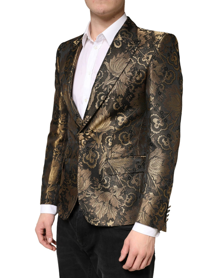 Dolce &amp; Gabbana Sample Sale Dolce &amp; Gabbana Gold Jacquard Single Breasted Tuxedo Blazer - | Designer outlet