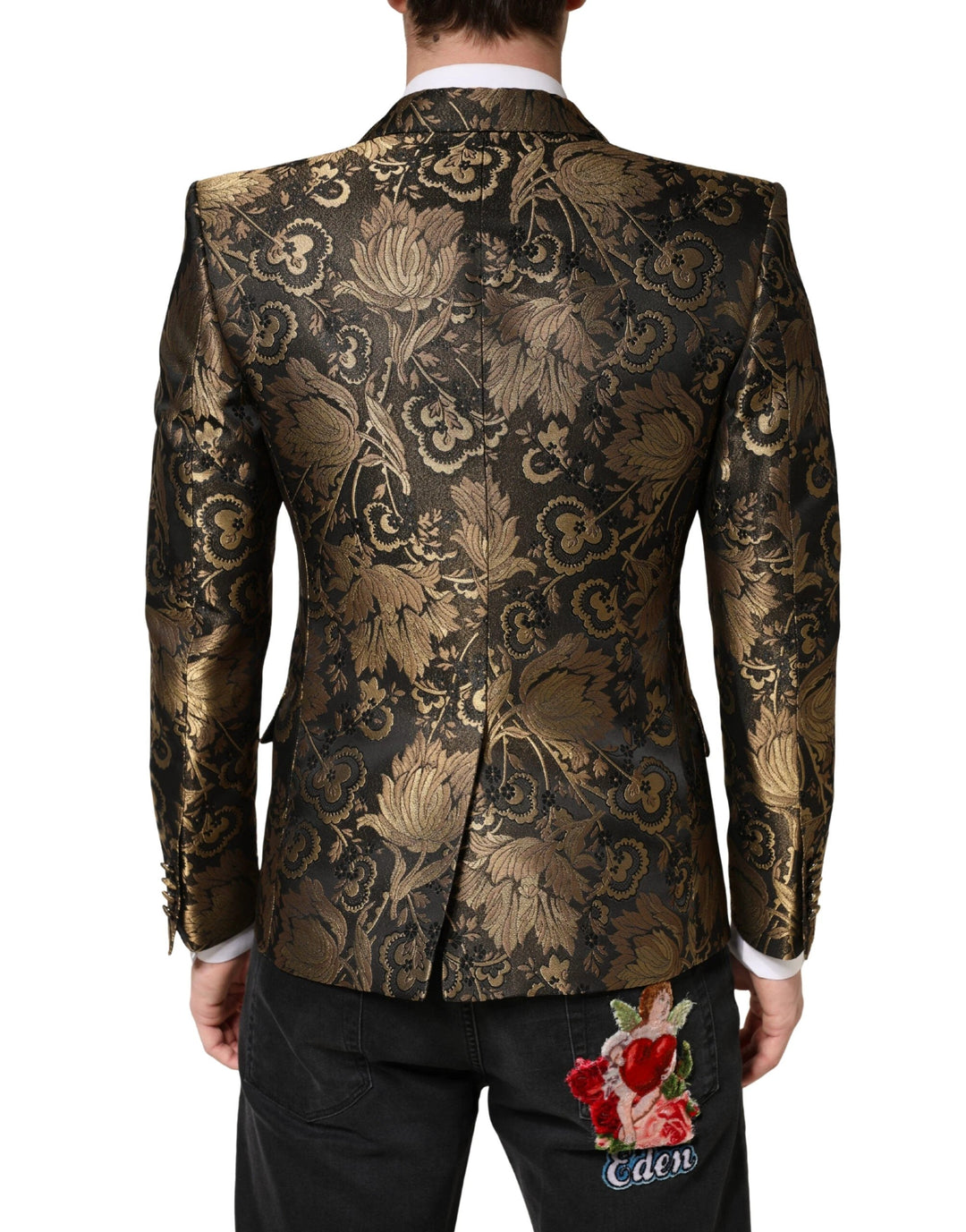 Dolce &amp; Gabbana Sample Sale Dolce &amp; Gabbana Gold Jacquard Single Breasted Tuxedo Blazer - | Designer outlet
