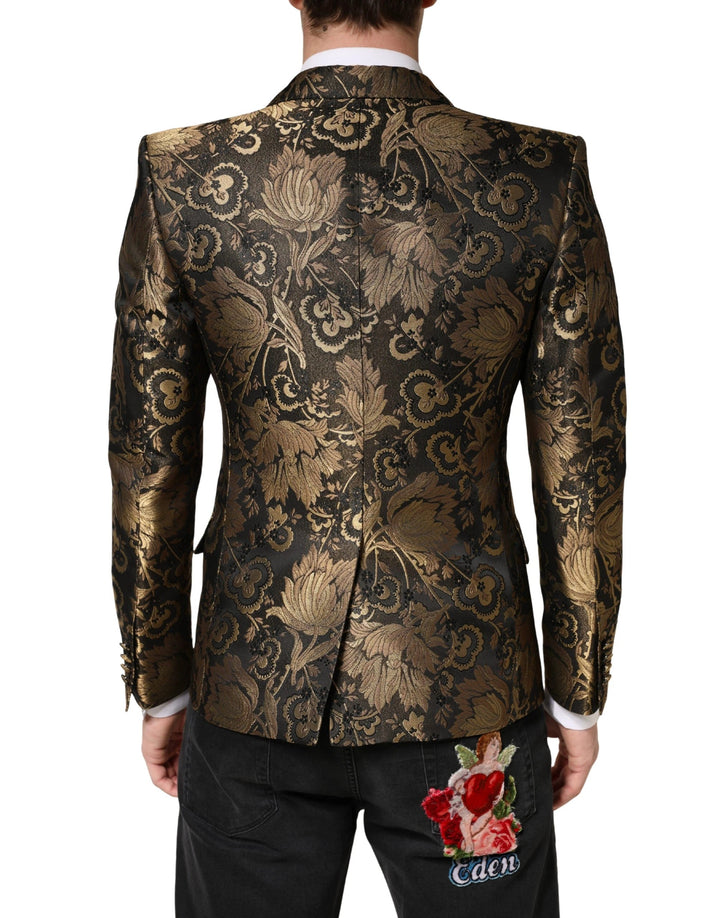 Dolce &amp; Gabbana Sample Sale Dolce &amp; Gabbana Gold Jacquard Single Breasted Tuxedo Blazer - | Designer outlet