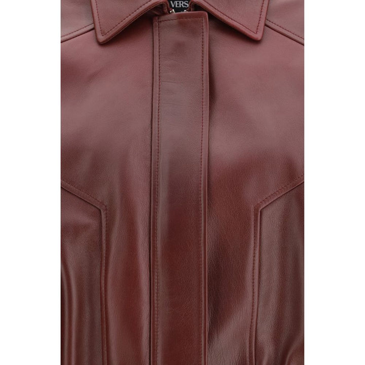 Versace Bordeaux Leather Jacket