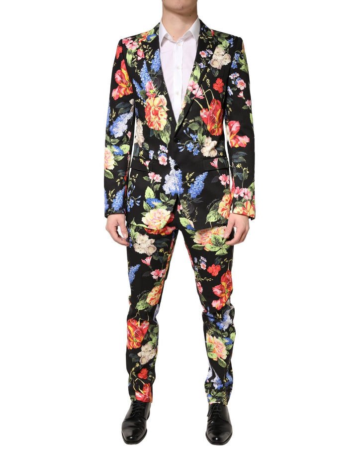 Dolce &amp; Gabbana Sample Sale Dolce &amp; Gabbana Black Floral Single Breasted MARTINI 2 Piece Suit - | Designer outlet