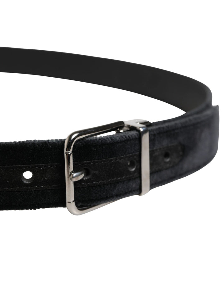 Dolce &amp; Gabbana Sample Sale Dolce &amp; Gabbana Black Suede Silver Tone Metal Buckle Men Belt - | Designer outlet